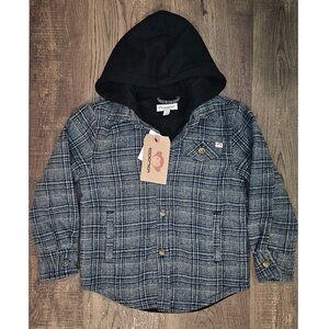 Appaman Black/Moss Plaid Glen Check Flannel Fully Lined Hoodie Hooded Jacket 4T